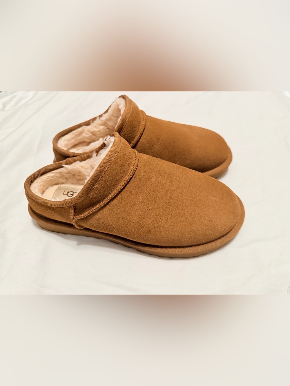UGG Slip-On Shearling-Lined Slippers in Chestnut Suede